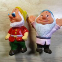1960s Disney Snow White Seven Dwarfs Doc & Happy Rubber Doll Figurine